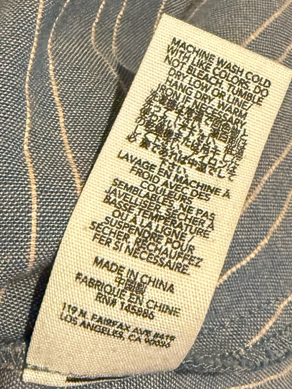 The Great. 100% Cotton Petal Stripe Chambray Dress 0 Flutter Sleeve Coastal Prep - Picture 8 of 9